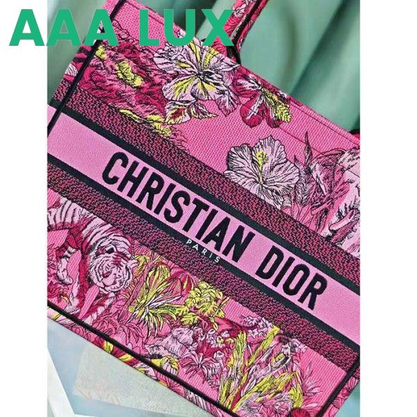 Replica Dior Women CD Medium Book Tote Fuchsia Multicolor Toile De Jouy Voyage Embroidery 8